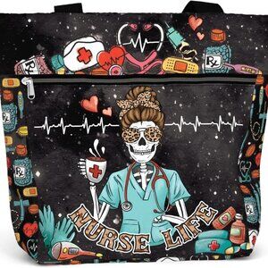 Large Waterproof Tote Bag Women Work Gift Nurse Pockets Zipper Shoulder